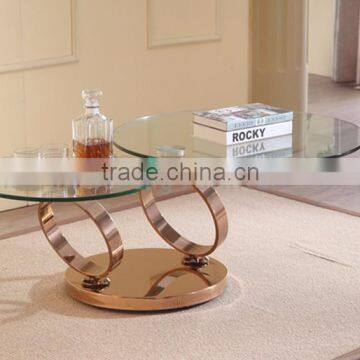 New Model Round Golden Stainless Steel Extendable Coffee Table photo-4