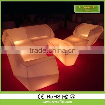 NEW arrival environmental plastic shell illuminated led glowing party sofa