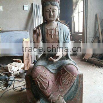 Hand Carved Avalokitesvara Wooden Statue Sculpture photo-5