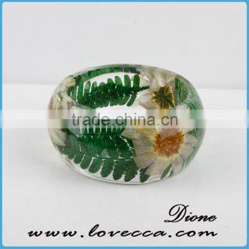 Handmade Botanical Resin Bangle Bracelet With Real Dried Flower, Preserved Resin Flower Bangle photo-2