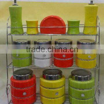 Ceramic Canister With Metal Lid & Metal Stand photo-2