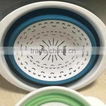 Hot sale oval Plastic TPR folding basket collapsible vegetable colander