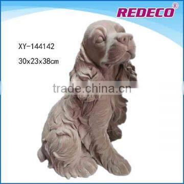 polyresin garden dog statues with flocking