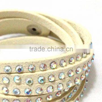 High Quality Bracelet, PU Leather Bracelet With Crystal Gem Decoration photo-4