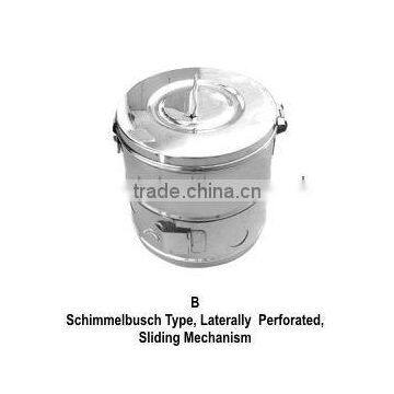 Sterilizing Drums, Schimmelbusch Type, Laterally Perforated, Sliding Mechanism