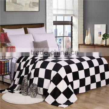 black and white plaid super soft warm plaid printed coral fleece blanket