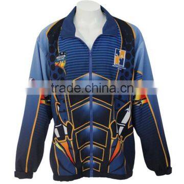 Blue color mens full zip outdoor sports jacket with mesh inside