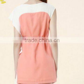 Symmetrical Sleeve Type Mosaic Dress Compliant Impact Color Skirt photo-3