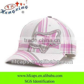 2013 new style pink plaid ladies custom fashion baseball cap and hat