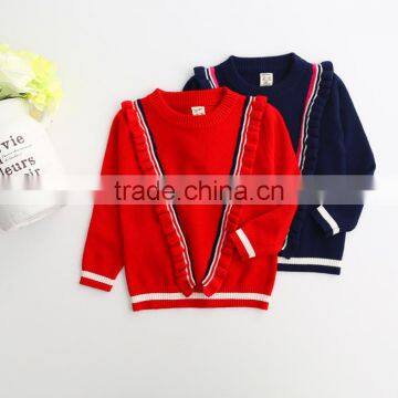 Fashion Kids Girls Sweater With Big Ruffle v Neck Sweaters Chirstmas photo-3