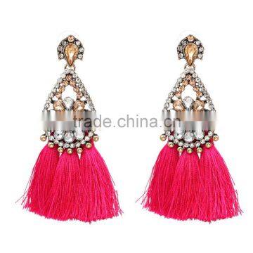 Bohemian Long Tassel With Rhinestone Dangle Earrings for Women Jewelry photo-2