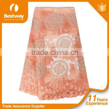 New Design Hot Selling French Net Lace Fancy Beautiful Embroidered Dress French Lace With Stones FL0243 photo-5