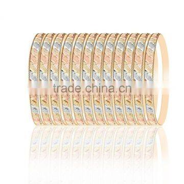 Half Round 6 MM Three Tone Plated Side Veni Bangles