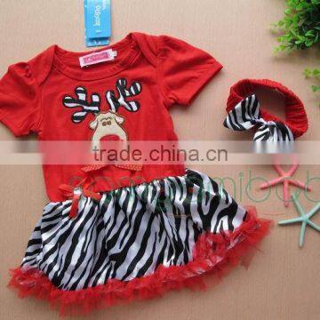 infant baby girls deer pattern romper and dress with hairband