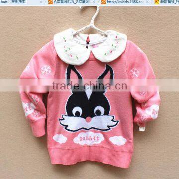 Lovely Rabbite Knitting Pattern Pink Red Baby Girls Stylisg Latest Sweater photo-2