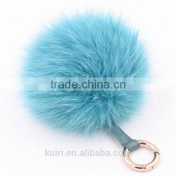 Fur Pom Pom Keychain 12cm Fox Fur Ball Key Chains Cute Round Ball Fluffy Keychain Real Fur Key Ring Charms for Bags photo-6