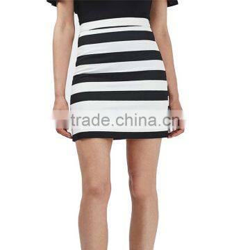 2017 OEM Spring Black and White Stripe High Weist Cotton Skirts photo-2