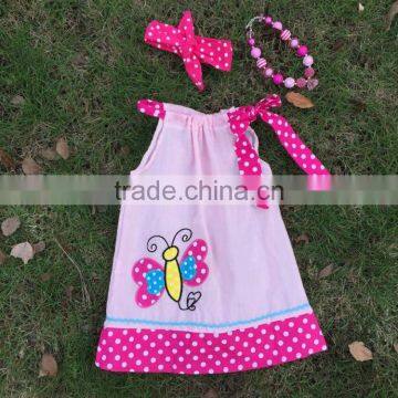 New Hot Sell Girls Summer Cartoon Butterfly Dress With Necklace and Headband Set photo-3