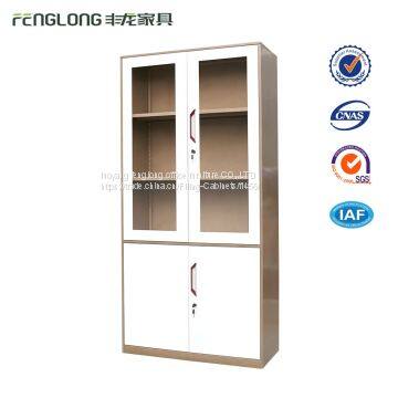 4 Door Metal Storage Cabinet Glass Filing Cabinet High White for Sale photo-2