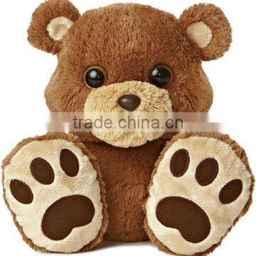 Comfy Cozy Big Eyes Brown Teddy Bear with Embroidery Paws