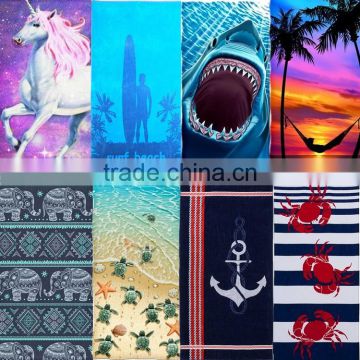 large cotton velour print beach towel