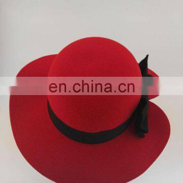 Winter Girls Fashion Hats Imitation Wool Red Formal Hat With Bowknot photo-4