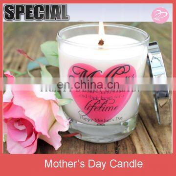 Heart style Mothers day glass cup candle