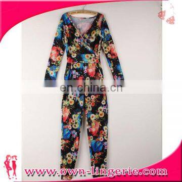 2016 Summer New Printed Floral Ladies Deep-v-shaped Jumpsuit photo-5