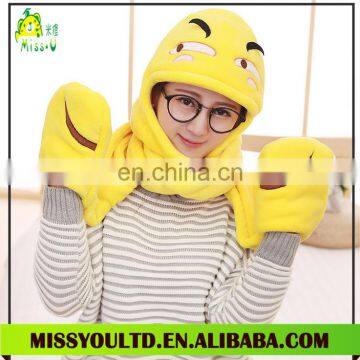 Plush Emoji 3 in 1 Functional Scarf Hat Glove Sets