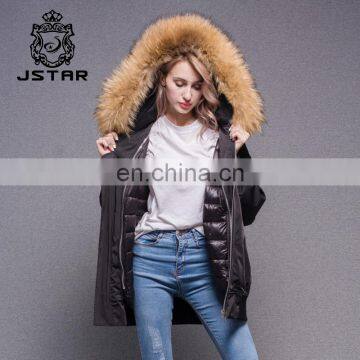 2017 Fashionable winter jacket big size women fur parka with raccoon fur collar big size