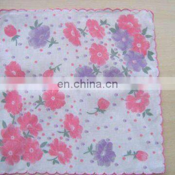 100% cotton high quality customize ladies' handkerchief with colorful flowers printing