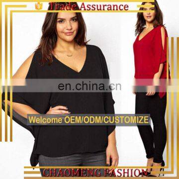 Off Shoulder Summer Loose Clothes Sexy V-neck Bat Sleeve Lady Top & Blouse For Women Plus Size Clothing
