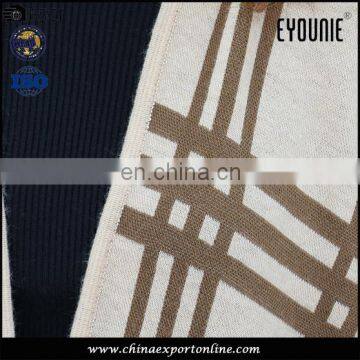 New Arrival in Stock Women Striprd Cream Long Print Wool Shawl photo-3