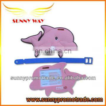 2014 new product Dolphin shape soft PVC luggage tag