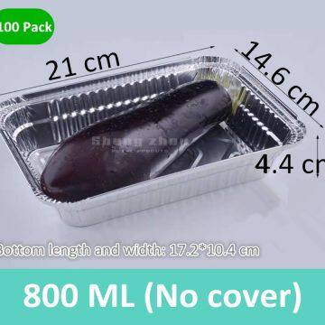 100 Pack Aluminum Foil Pans (No Cover), Disposable Aluminum Foil Baking Cooking Pans(800 ML)