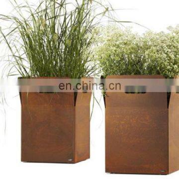 Natural rusty red color corten steel flower pot