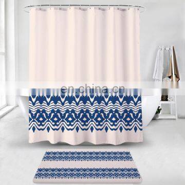 custom design printed bathtub polyester shower curtain set for bathroom,chinese curtains