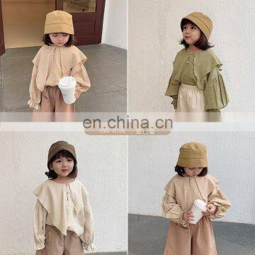 C1057/White Cool Irregular Collar Thin Kids Shirts for Girls High Quality Fashion Sweet Girls Top photo-6