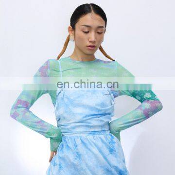 TWOTWINSTYLE Print Hit Color Casual O Neck Long Sleeve Elastic Fabric Slim Women T-Shirt photo-4