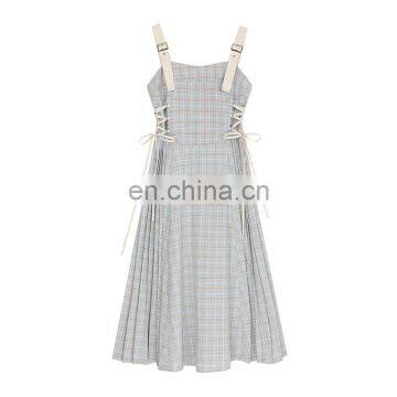 TWOTWINSTYLE Dresses Women Lace Up Bowknot Square Collar Sling Sleeveless High Waist Midi Drawstring photo-6