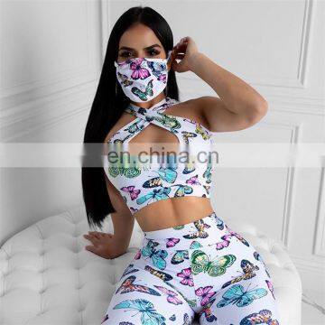 2020 New Sexy Butterfly Printing Women 2 Pieces Ladies Jumpsuits Set