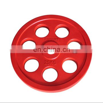 Top Quality Body BuIiding Barbell Disc Rubber Plate With 7 holes Wholesale