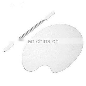 Stainless Steel Paint Palette Oval Shape Nail Art Palette With Spatula