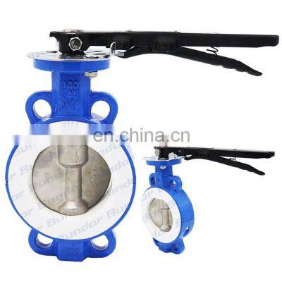 Bundor 6 Inch Butterfly Valve PTFE Lined Wafer Butterfly Valve For Industry