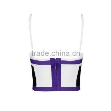 2015 Summer New Fashion Ladies Rayon Knitted Stretch Deep Strap Cute Sey Bandage Bustier Crop Tops photo-2
