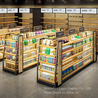 Lepin Supermarket Shelves Convenience Store Double-sided Shelf Store Food Cabinet Stationery Store Wooden Single-sided Display Stand