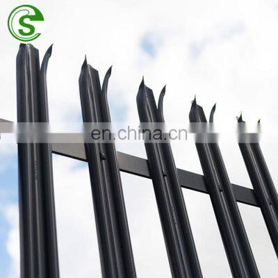 Polyester powder coated black color W Type palisade fence for factory