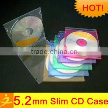 color/clear/black slim single 5.2mm PS cd display case