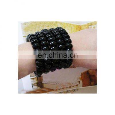 4 Pcs/Lot Women Ladies Girls New Black Elastic Girl Rubber Telephone Wire Style Hair Ties Plastic Rope Band Accessories