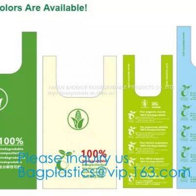 PBAT PLA Cornstarch Grocery Shopping Bag Vest carrier, singlet handle handy killeen bags sacks packaging produce roll